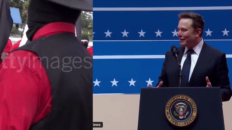 Side-by-side comparison of Elon Musk Nazi salute